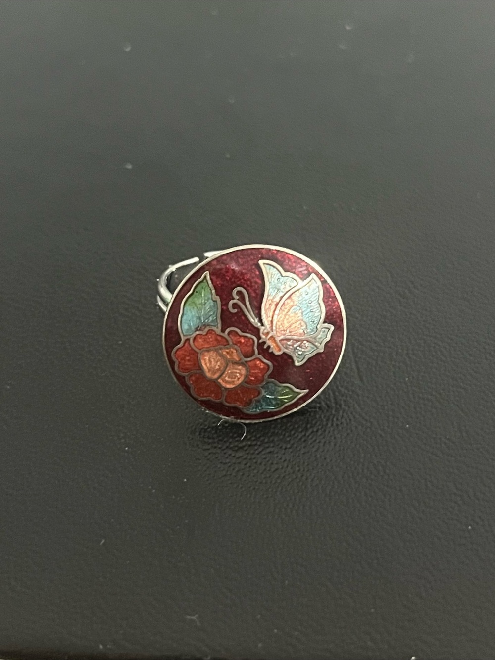 Cloisonné Ring - Maroon & Teal